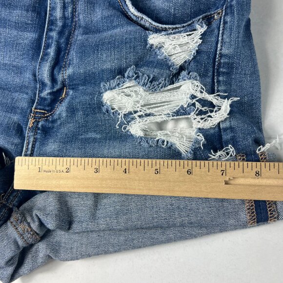 American Eagle Short Women 26* Curvy Hi Rise Shortie Blue Distressed Denim Tag 6 - Picture 14 of 16
